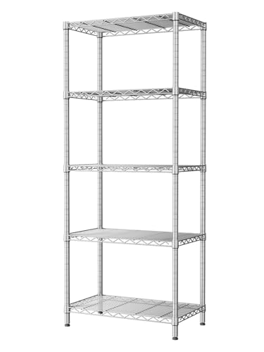 5 Metal Shelves Wire Shelving Storage Shelf Adjustable Unit Pantry (Grey / 5 Tier 14"Dx24"Wx59.5"H)