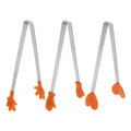 Mini Food Tongs 5.5" Pattern Shape Stainless Steel with Silicon Tips Small Cooking Tongs Kitchen Food Tongs Serving Tongs for Cooking Grilling BBQ Barbecue Kitchen (Orange)