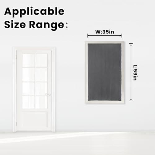Magic Tape Stick On Curtains Window Shades Pull Down Blackout Window Cover Blackout Curtains for Bedroom No Drillng Self Adhesive Curtains No Rod (35"W x 59"L (Pack of 1) / Grey)