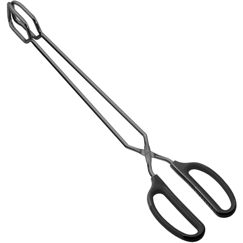 16" Extra Long Stainless Steel Scissor Tongs (Black / 16")