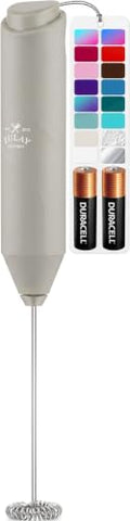 Powerful Milk Frother AA Batteries Included (All Must Go Pebble Gray / Compact Frother + Batteries)