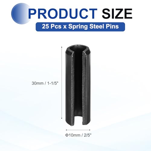 25Pcs Slotted Split Roll Pins 2 (2/5 Inch(10mm) Dia. 1-1/5 Inch(30mm) Length)
