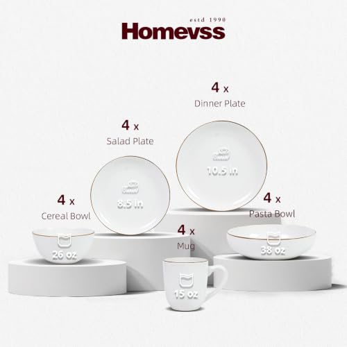 HomeVSS 20 Piece Dinnerware Set (Service for 4 - 20pc Set / Matt White)