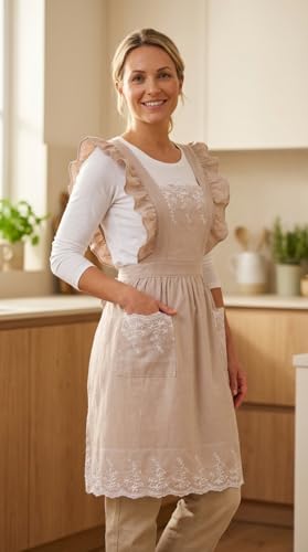 Vintage Aprons for Women (Beige)