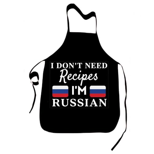 I Don't Need Recipes I'M Russian Aprons Cooking Baking Novelty Chef Kitchen BBQ Decor Color (Russian / 27" L x 22" W)