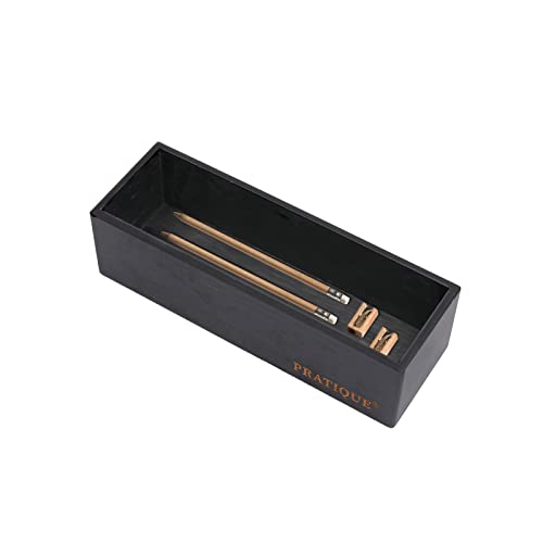 Bamboo Drawer Organizer (Black / 8.9*3*2.6 inch)