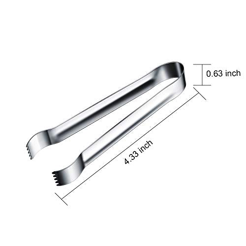 12 Pieces Sugar Ice Tongs Stainless Steel Mini Serving Appetizers Small Kitchen Tongs for Tea Party Coffee Bar Kitchen (Silver)