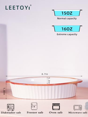 Porcelain Small Oval Au Gratin Pans (White/Brown)