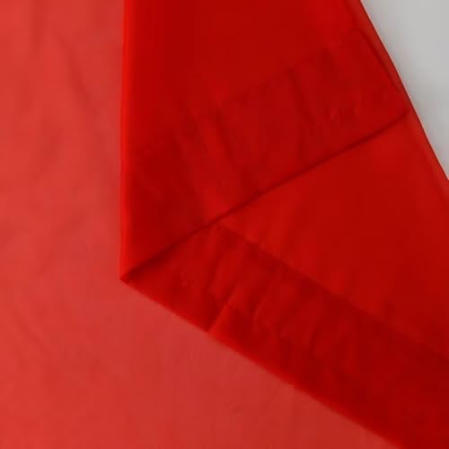 Basic Rod Pocket Sheer Voile Window Curtain Panels White 1 Pair 2 Panels 38 Width 54 Inch Long for Kitchen Bedroom Children Living Room Yard (Red / 38"W x 54"L (Pack of 2))