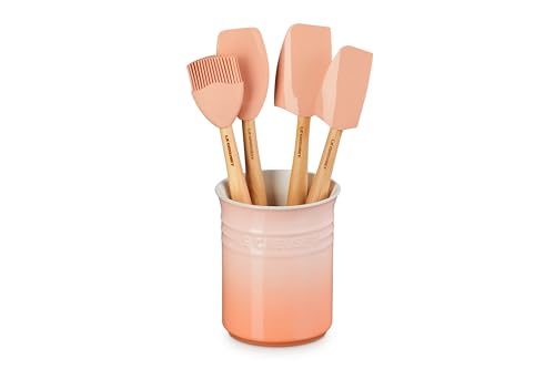 Stoneware & Silicone 5pc. Utensil Crock Set (Peche)