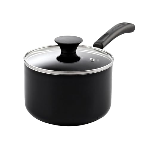 Basic 1 Quart and 2 Quart Nonstick Saucepan Set with Glass Lids (1 Quarts and 2 Quarts / Black)
