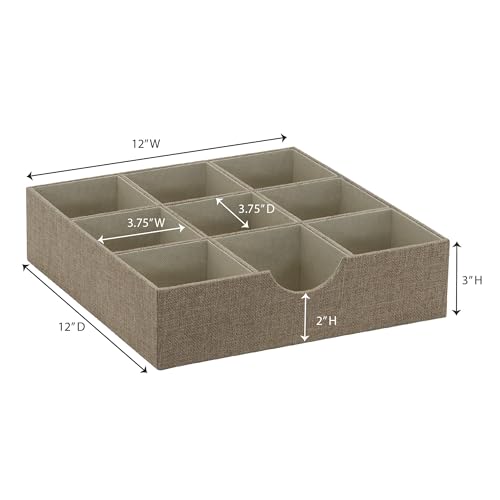 Brown 723 1 Deep 9 Section Drawer Organizer Box for Storage (Latte)