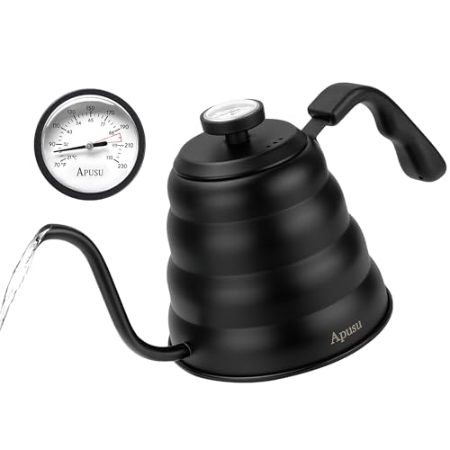 Tea Kettle For Stovetop (Black (with Thermometer) / 1.3 Quarts)