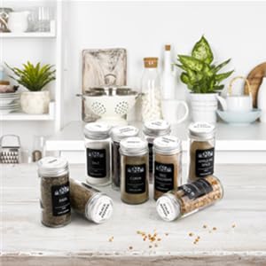 30 Pack Round Spice Bottles Jars with Silver Lids