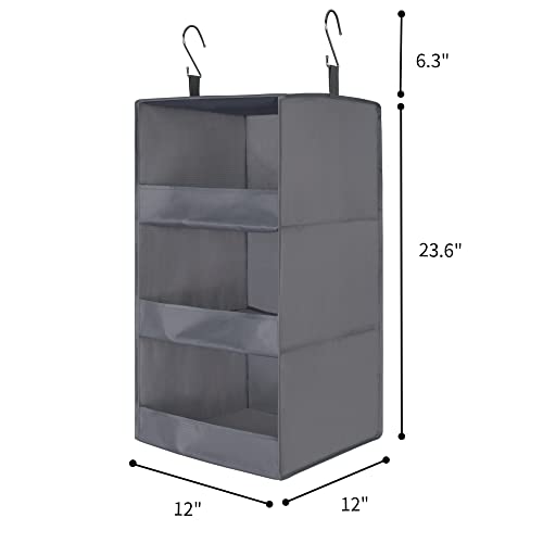 3 Shelf Hanging Closet Organizer (3-shelf Ash Gray / 2-Pack)