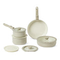 Ceramic Nonstick Cookware Set with Detachable Handles (Linen Gray)