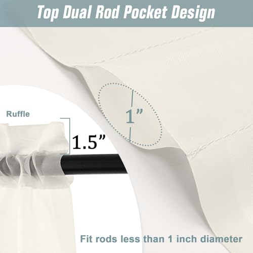 Ivory Sheer Curtains 120 Inches Long 2 Panels (42"W x 120"L (Pack of 2) / Ivory)