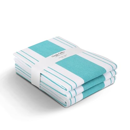 Stripe Kitchen Towels Mordern Design Centreband Dish Towels Boho Stripe Absorbent Festive Gift Set of 3 Pantry Reusable Kitchen Dish Towel (Blue (Modern (3 Pack)))