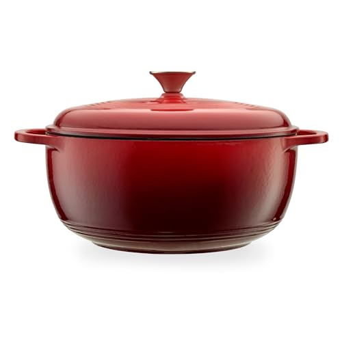 Enameled Cast Iron Round Dutch Oven (Red)