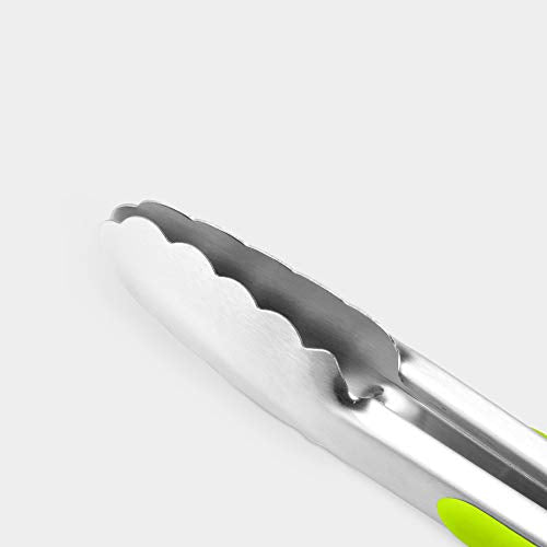 304 Stainless Steel Locking Kitchen Tongs (9" & 9" & 12" & 12" / Green)