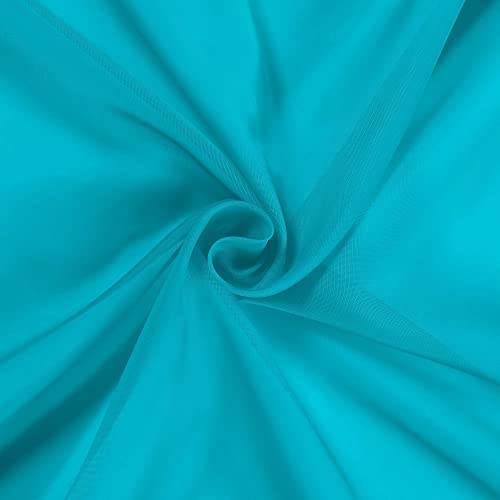 Sheer Curtain 90 Inches Long 2 Panels Set for Living Room Bedroom (Turquoise / 42"W x 90"L (Pack of 2))