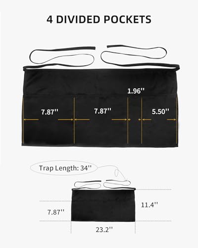 12 Pack Server Aprons with 4 Pockets (12 Pack Server Apron With 4 Pockets - Black)