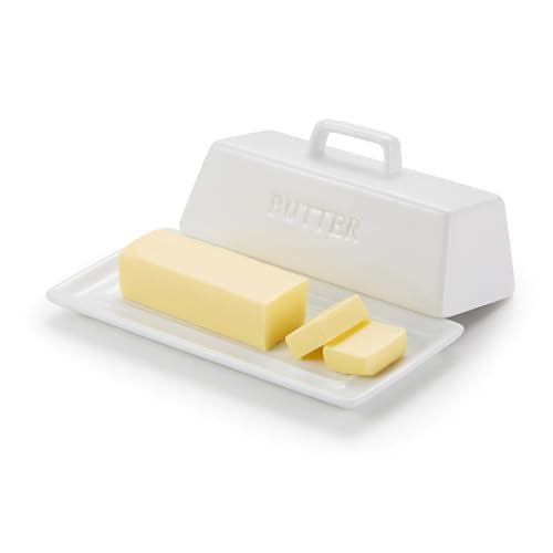 Ceramic Butter Dish with Lid (White)
