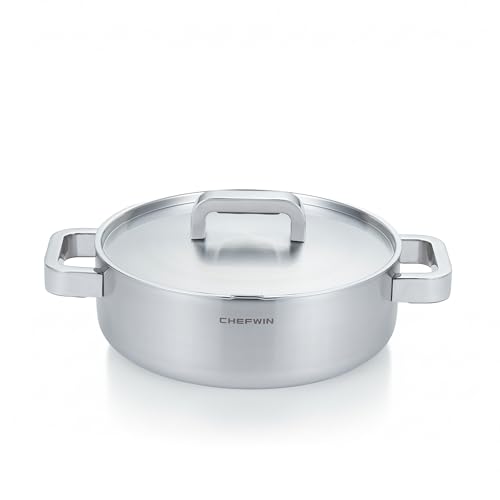 316 Stainless Steel 3.8 Quart Brazier with Lid Stew Pot
