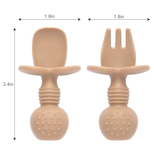 2 Pack Divided Baby Plates with Suction (Brown)