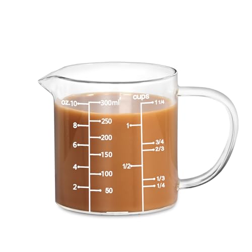 High Borosilicate Glass Measuring Cup (White measuring scale / 300 ML (1 1/4 Cup))