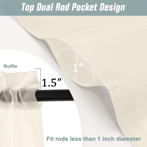 Extra Wide Cream Sheer Curtains for Windows 108 inches Long (59"W x 108"L (Pack of 2) / Cream)