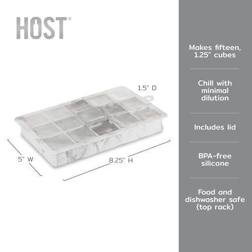 Ice Cube Tray with Lid (White Marble / 1.25-inch Cubes)
