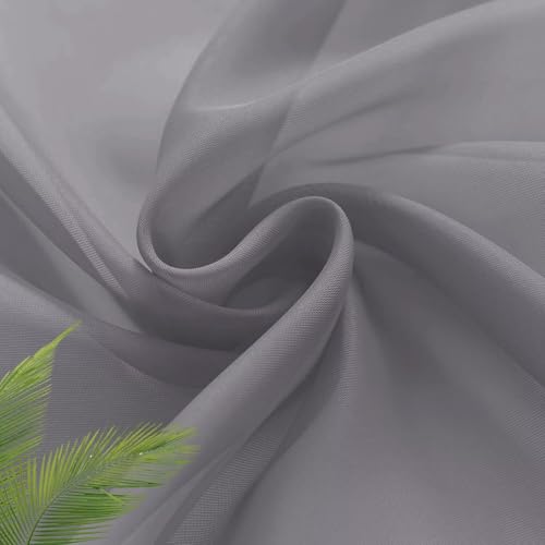 Basic Rod Pocket Sheer Voile Window Curtain Panels Grey 1 Pair 2 Panels 26 Width 30 Inch Long for Kitchen Bedroom Children Living Room Yard (Grey / 26"W x 30"L (Pack of 2))