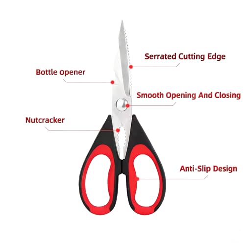 Magnificent Kitchen Scissors Heavy Duty (Red/ Grey/ Orange)