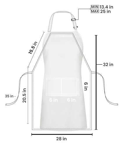 Bib Aprons 10 Pack Adjustable With 2 Pockets (10 Pack / White)