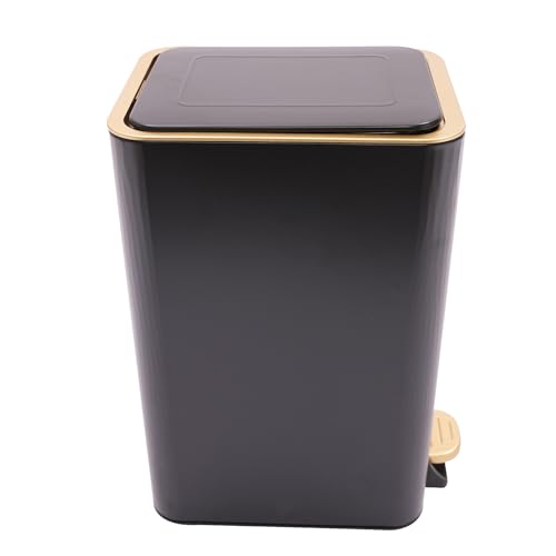 Bathroom Trash Can with Lid (Black)