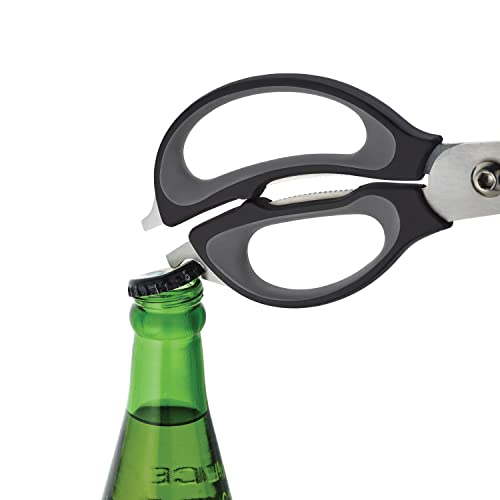 4-in-1 Kitchen Shears with Sheath, Grey and Black (Black and Gray)