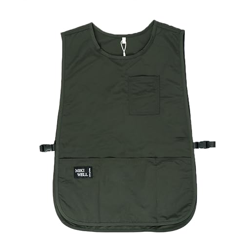 Waterproof Cobbler Apron with 4 Pockets Vest Smock Apron for Men Women Chef Waiter Work (Army Green)