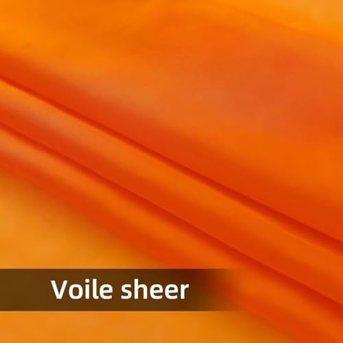 Solid Sheer Rod Pocket Curtain Voile Draperies 4 Panels White Beige Black Grey Ivory 52 Inch Width 63 Inch Long 1 Pair for Kitchen Bedroom Children Living Room Yard (Orange / 52"W x 63"L (Pack of 4))