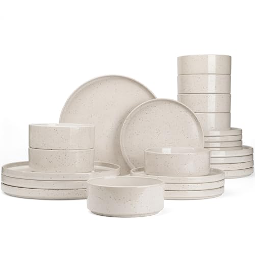 Nebula 24 Piece Stoneware Dinnerware Set (Creamy White with Colorful Speckles / Service for 8 (Standard Dinner Set))
