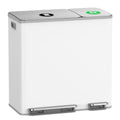 Dual Trash and Recycling Bins for Kitchen (White / 13+6 Gallon)