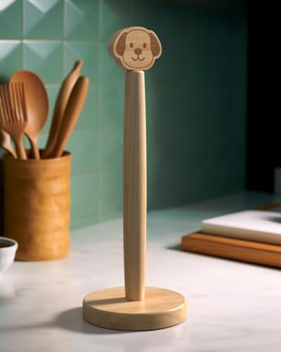 Cute Wooden Paper Towel Holder Countertop (Dog / Standard)