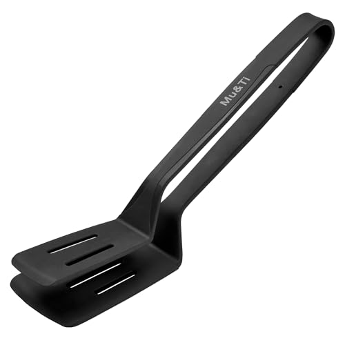 Silicone Kitchen Tongs Spatula Tongs for Cooking 11 Inch Barbecue Clamp Spatula for Gripper Bread Clip Fried Steak Clamp Flipping Fish Beefsteak (1 Pack Black (big))