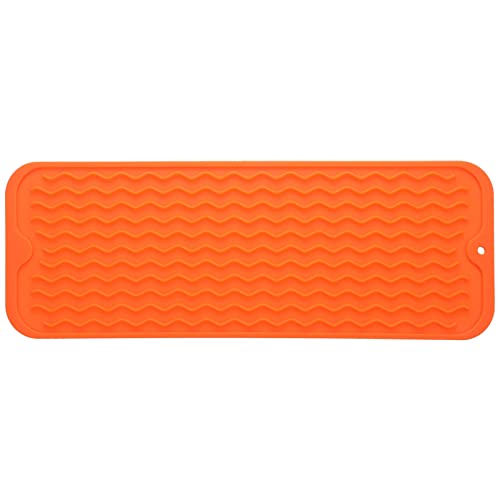 Silicone Dish Drying Mat for Multiple Usage (Orange / 17"L x 6"W)