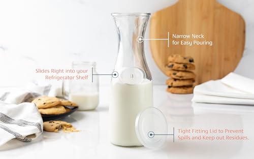 Glass Carafes with Lids (Set of 3, 1 Liter)