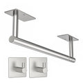 Paper Towel Holder Under Cabinet with 2Hooks Self Adhesive Silver (Brushed Nickel / Holder+2 Hooks)