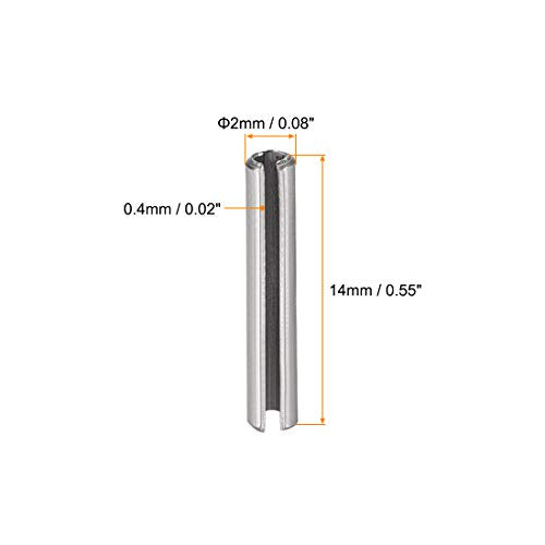 Slotted Spring Pin M2 x 14mm 304 Stainless Steel 20Pcs (M2 x 14mm)