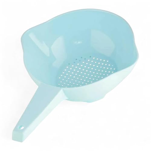 Small 1 Quart Colander Strainer with Handle in Light Blue