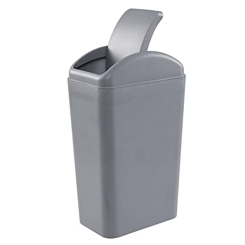 Plastic Trash Waste Bin with Swing Lid (Grey)