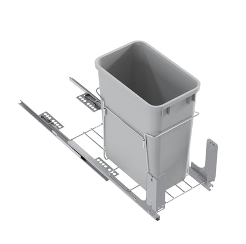 Dowell B15 Aluminum Base Wastebasket Pullout with Door Mount and 35Qt (Single Pull-Out - 35Qt)